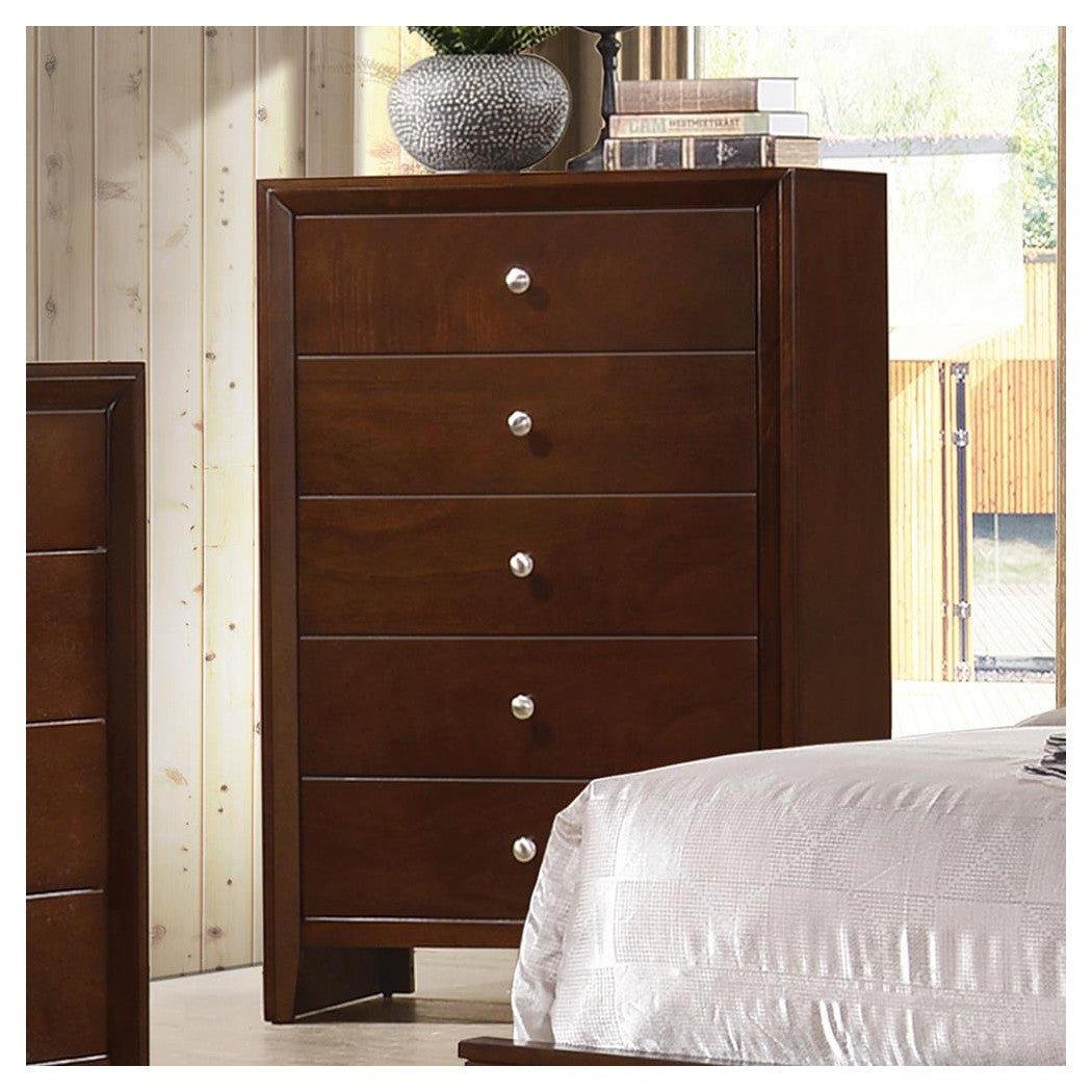 Serenity Rectangular 5-drawer Chest Rich Merlot 201975