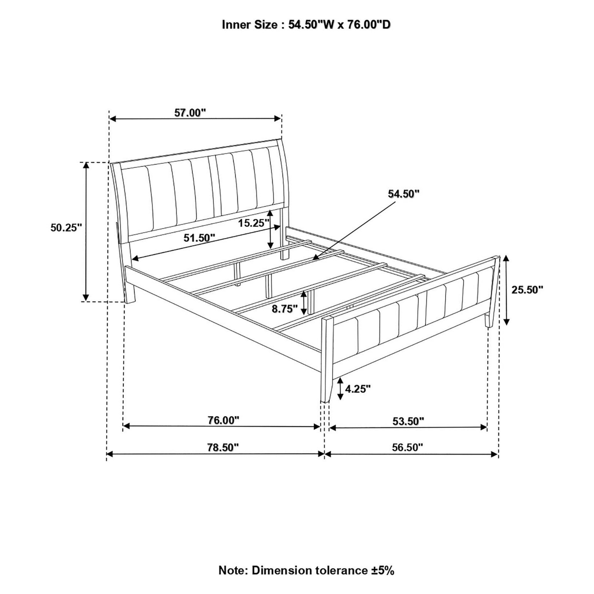 Carlton Full Upholstered Panel Bed Cappuccino and Black 202091F