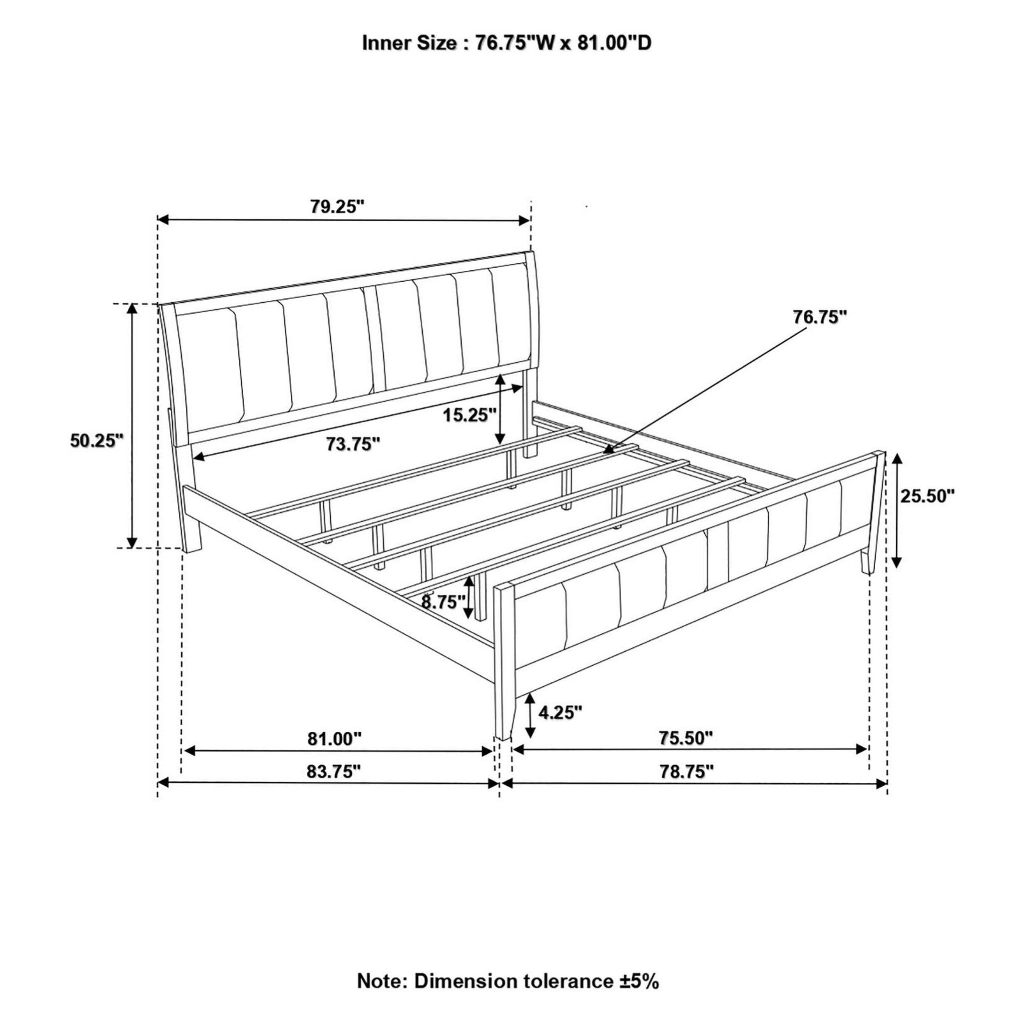 Carlton Eastern King Upholstered Bed Cappuccino and Black 202091KE