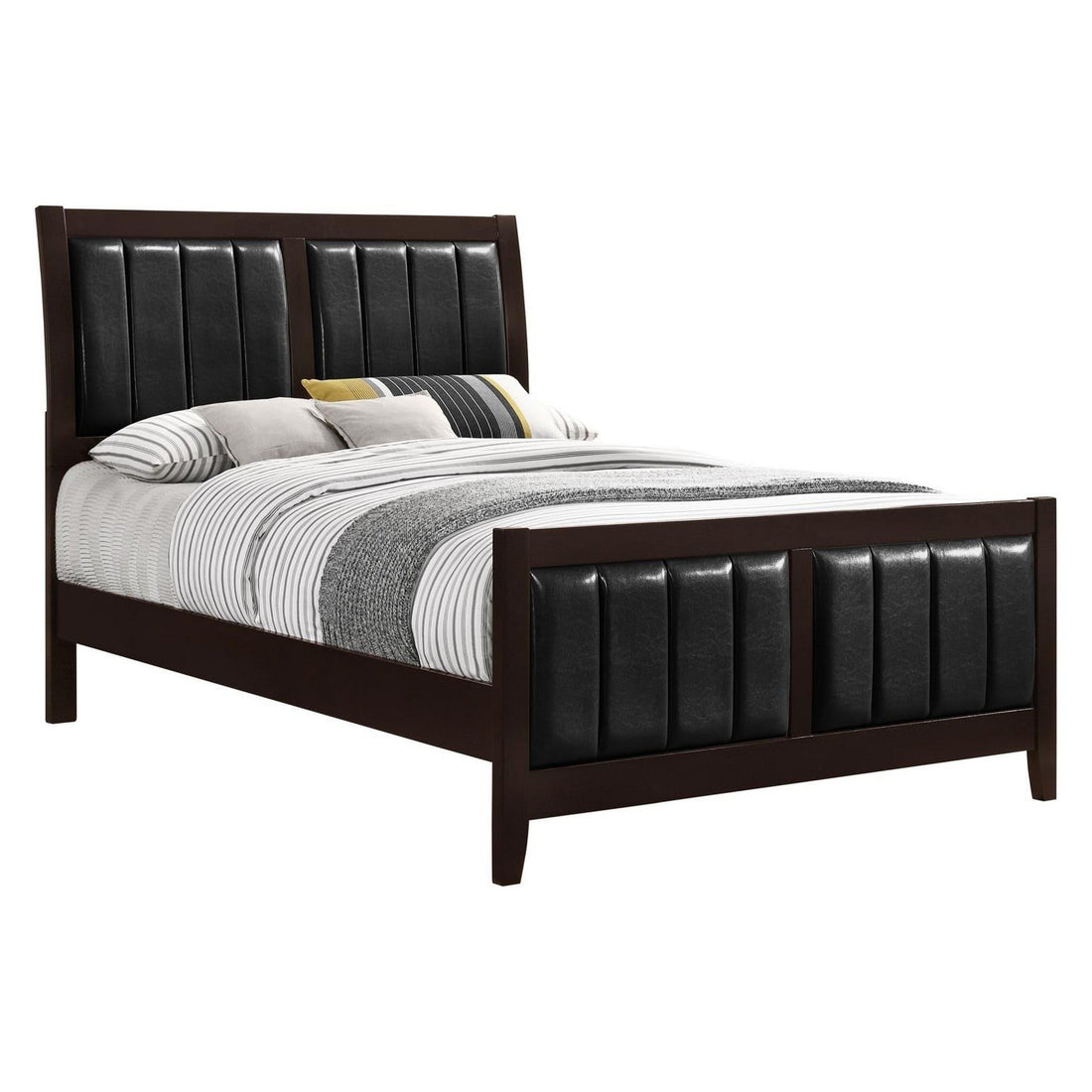 Carlton California King Upholstered Bed Cappuccino and Black 202091KW