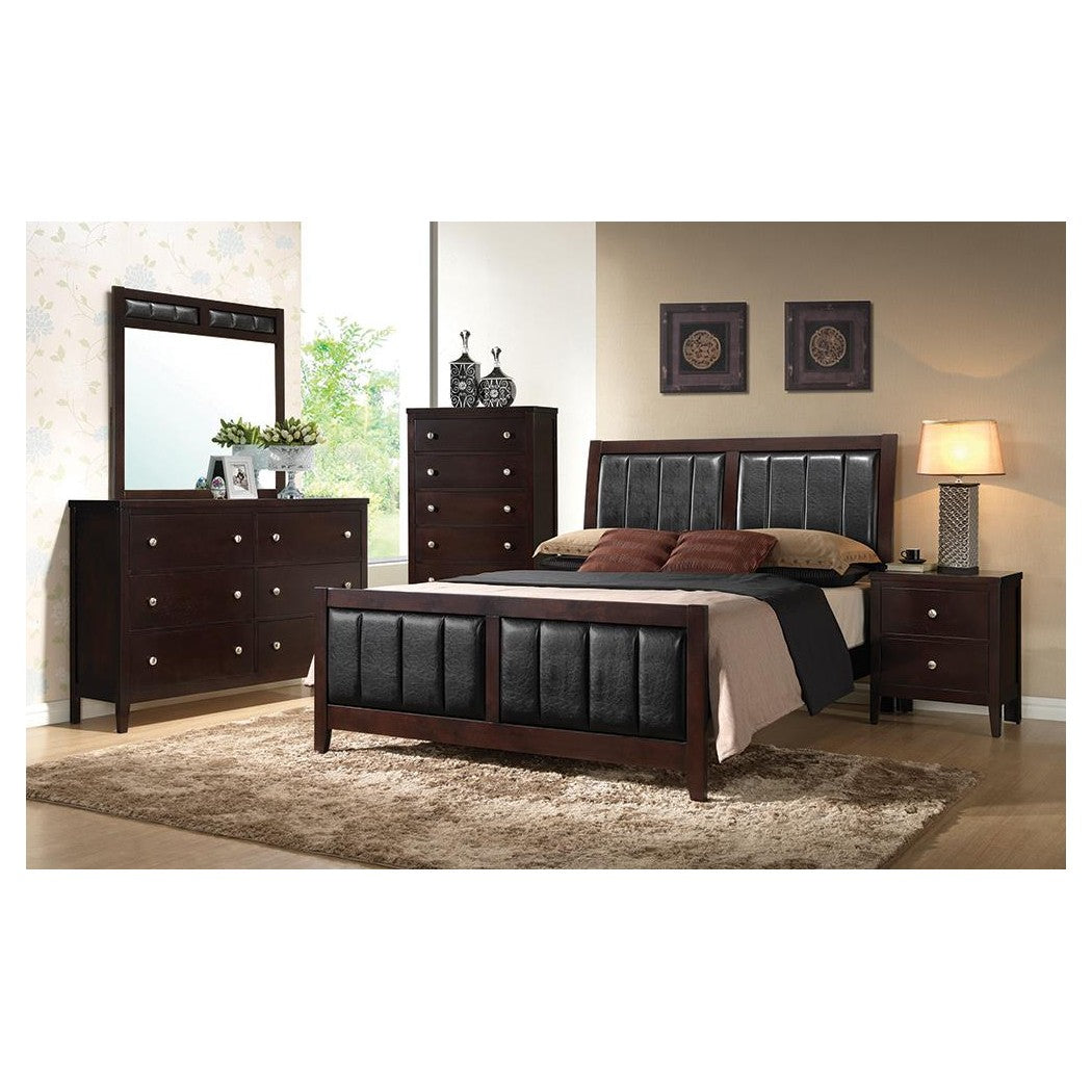 Carlton California King Upholstered Bed Cappuccino and Black 202091KW