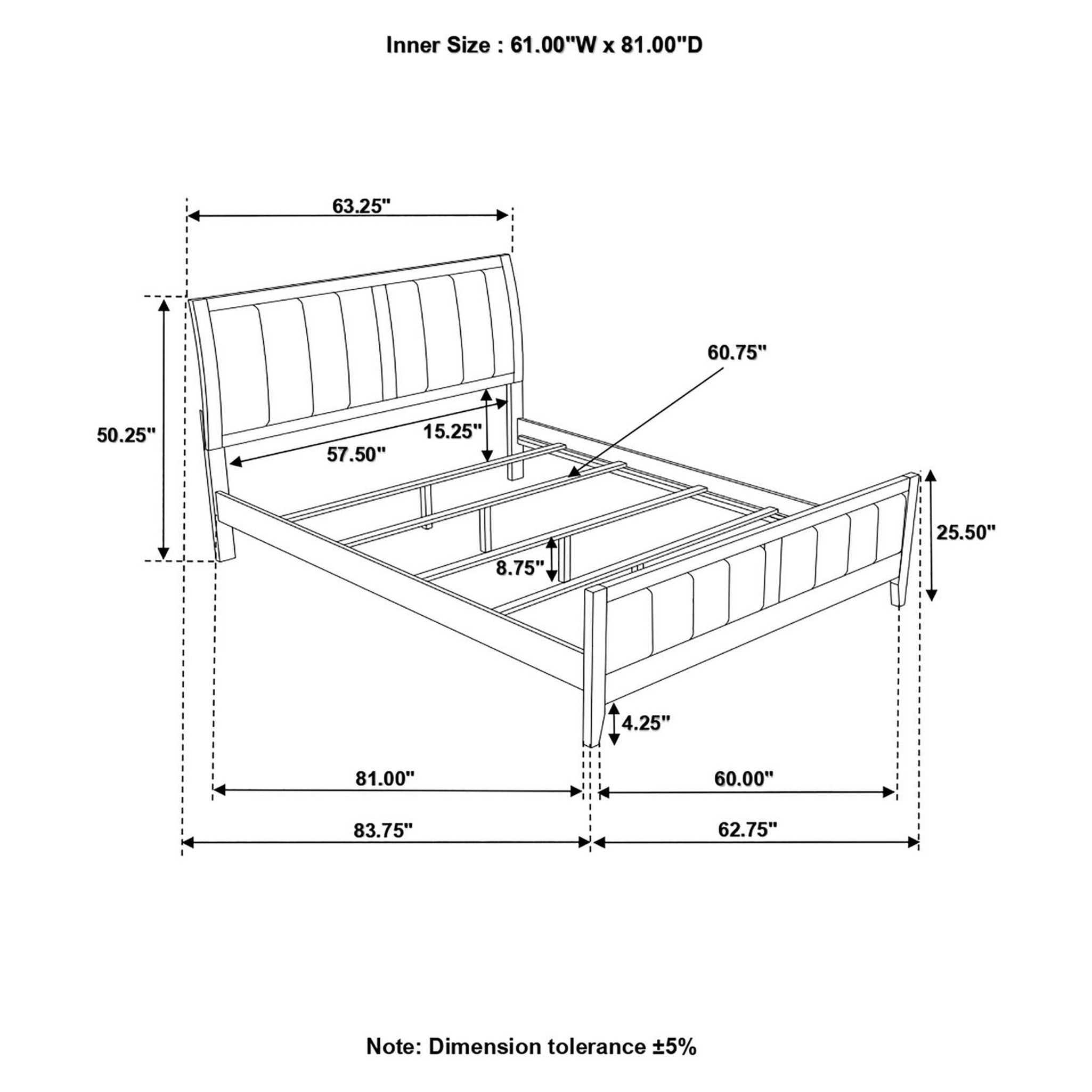 Carlton Queen Upholstered Bed Cappuccino and Black 202091Q