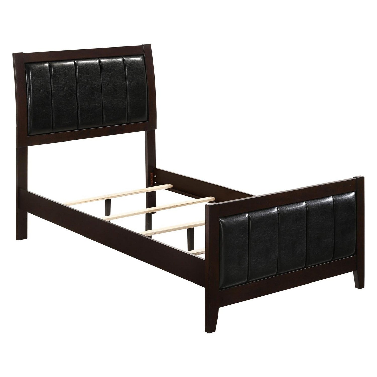 Carlton Twin Upholstered Panel Bed Cappuccino and Black 202091T