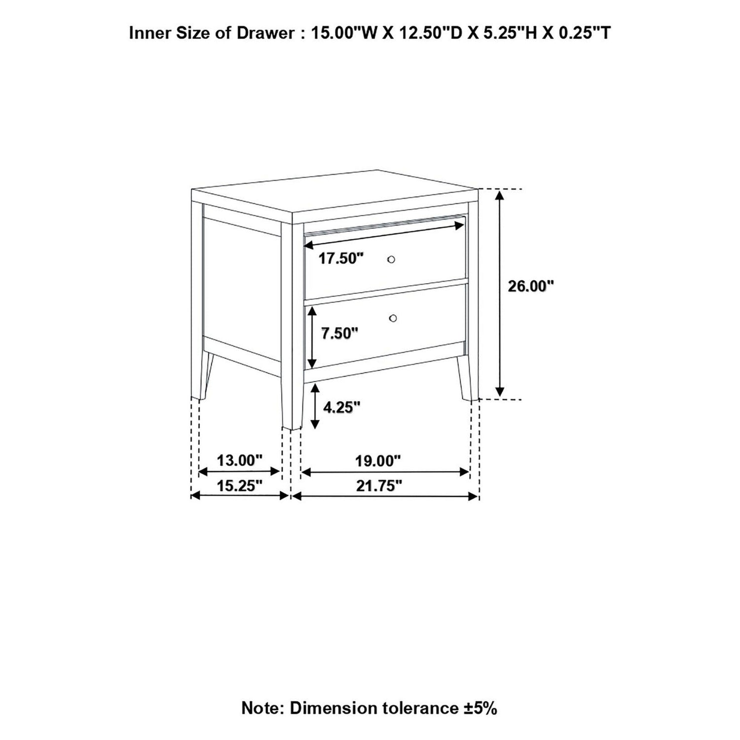 Carlton 2-drawer Rectangular Nightstand Cappuccino 202092