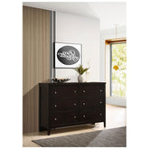 Carlton 6-drawer Rectangular Dresser Cappuccino 202093