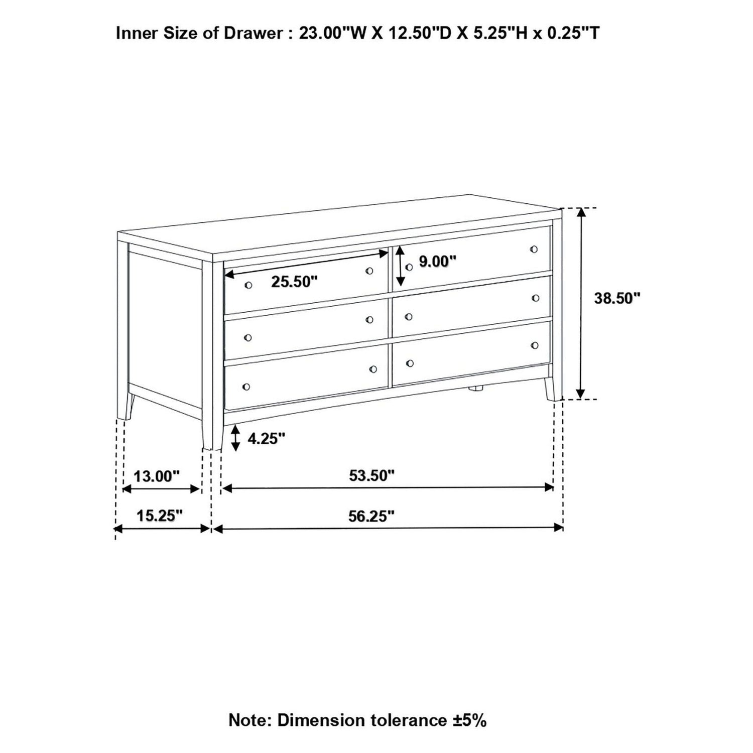 Carlton 6-drawer Rectangular Dresser Cappuccino 202093