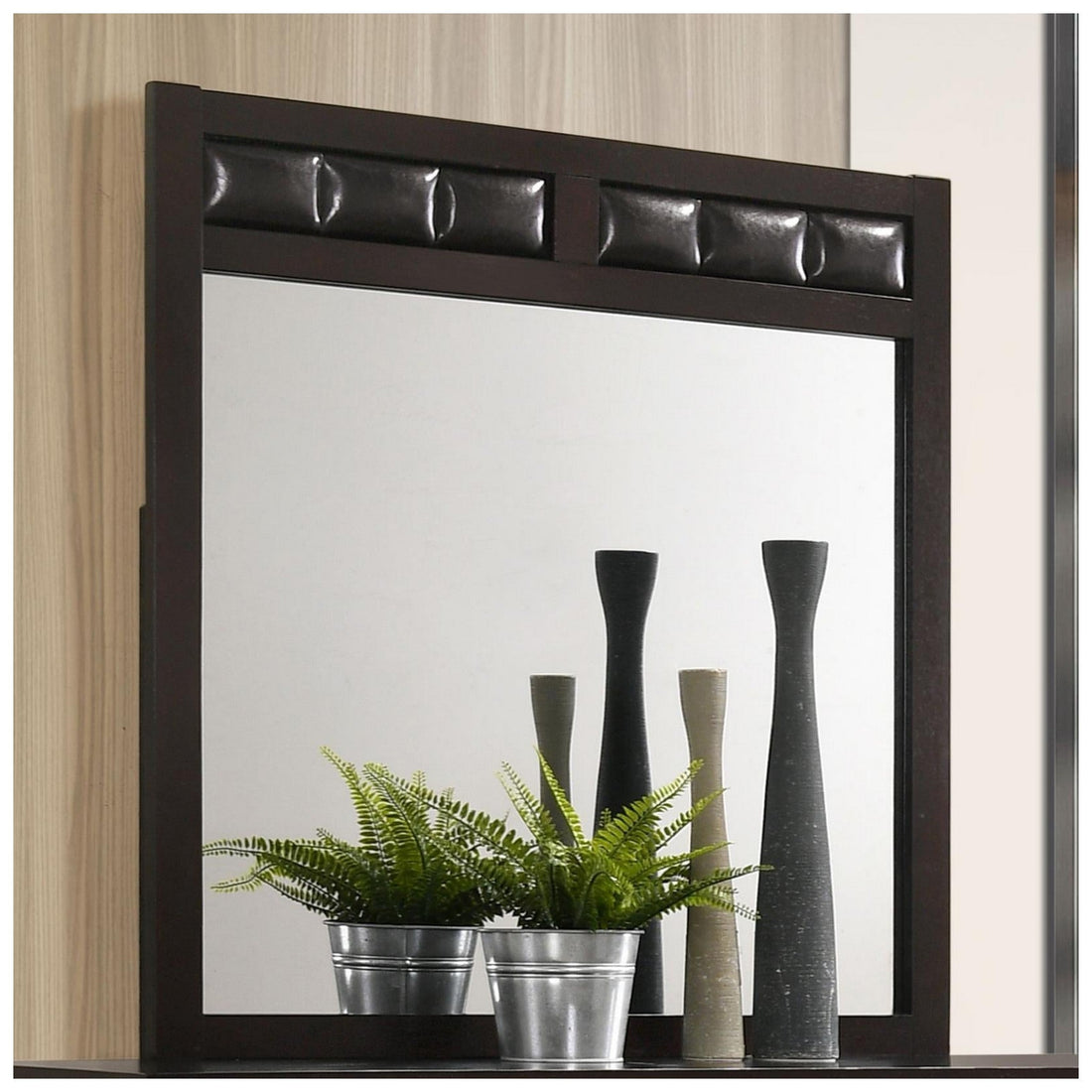 Carlton Upholstered Rectangular Mirror Cappuccino 202094