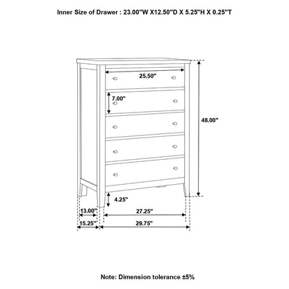 Carlton 5-drawer Rectangular Chest Cappuccino 202095