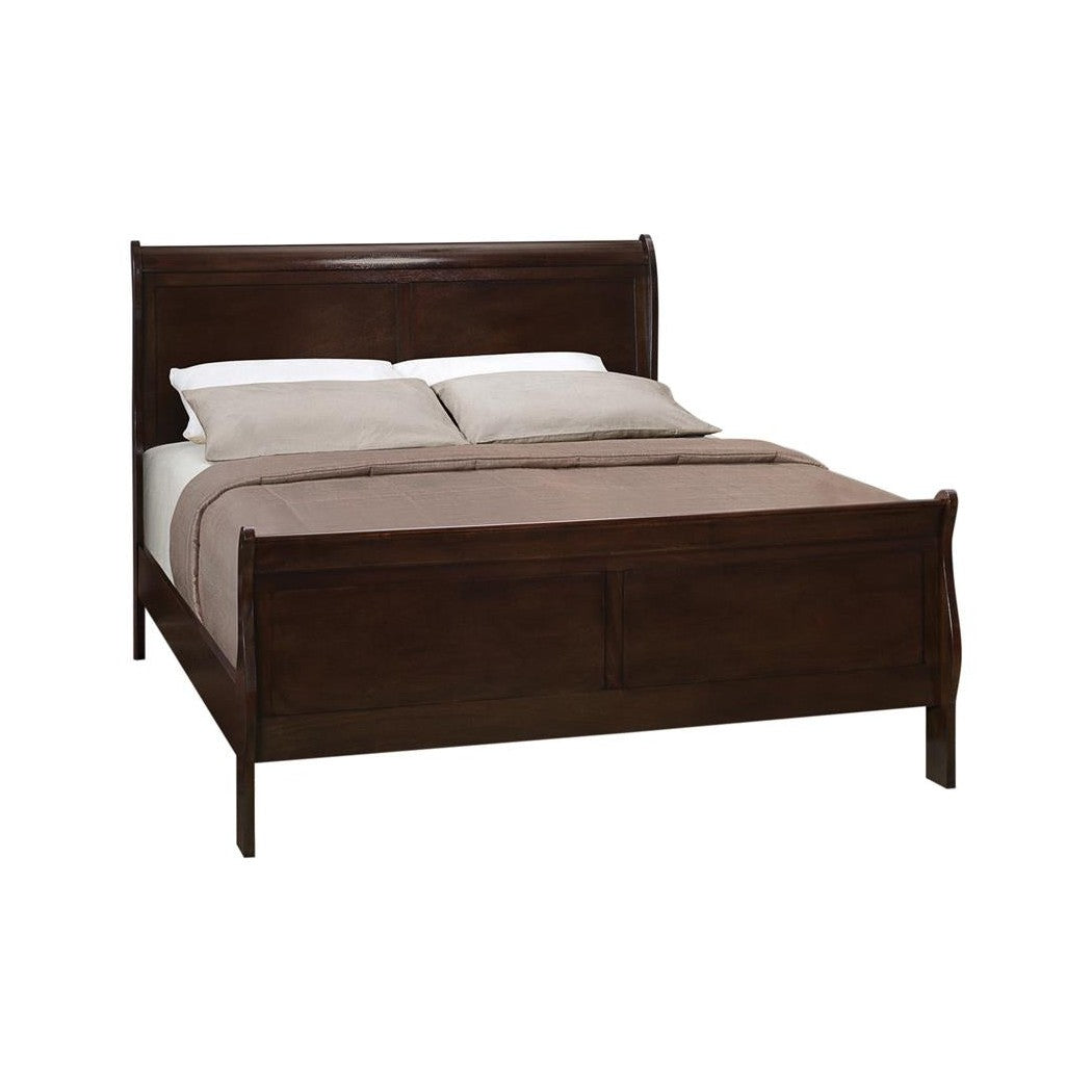 Louis Philippe Full Panel Sleigh Bed Cappuccino 202411F