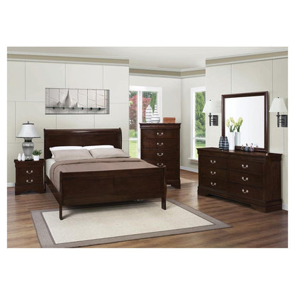 Louis Philippe Full Panel Sleigh Bed Cappuccino 202411F