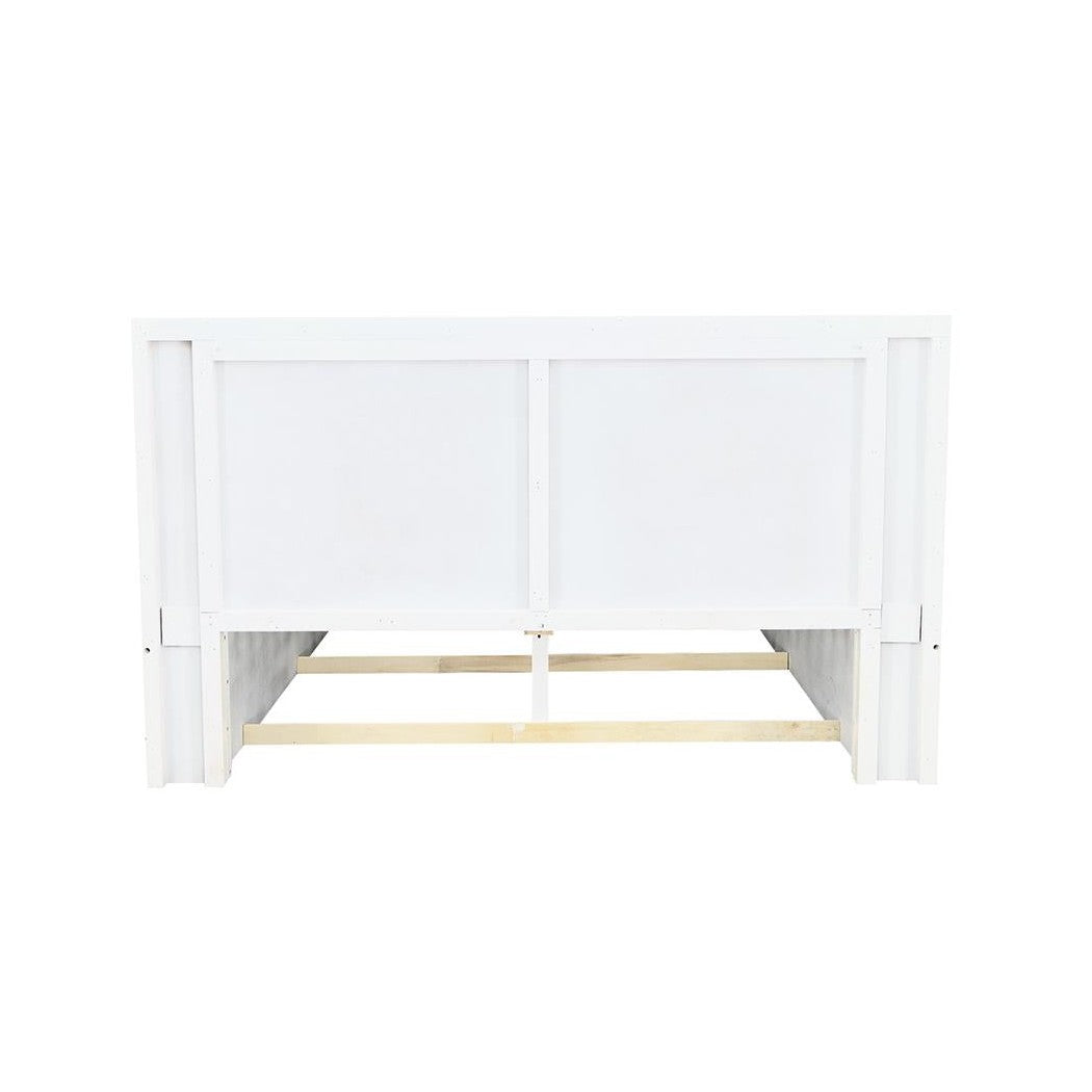 Jessica Queen Platform Bed with Rail Seating White 202990Q