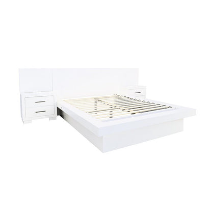 Jessica Queen Platform Bed with Rail Seating White 202990Q