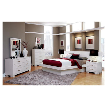 Jessica Queen Platform Bed with Rail Seating White 202990Q