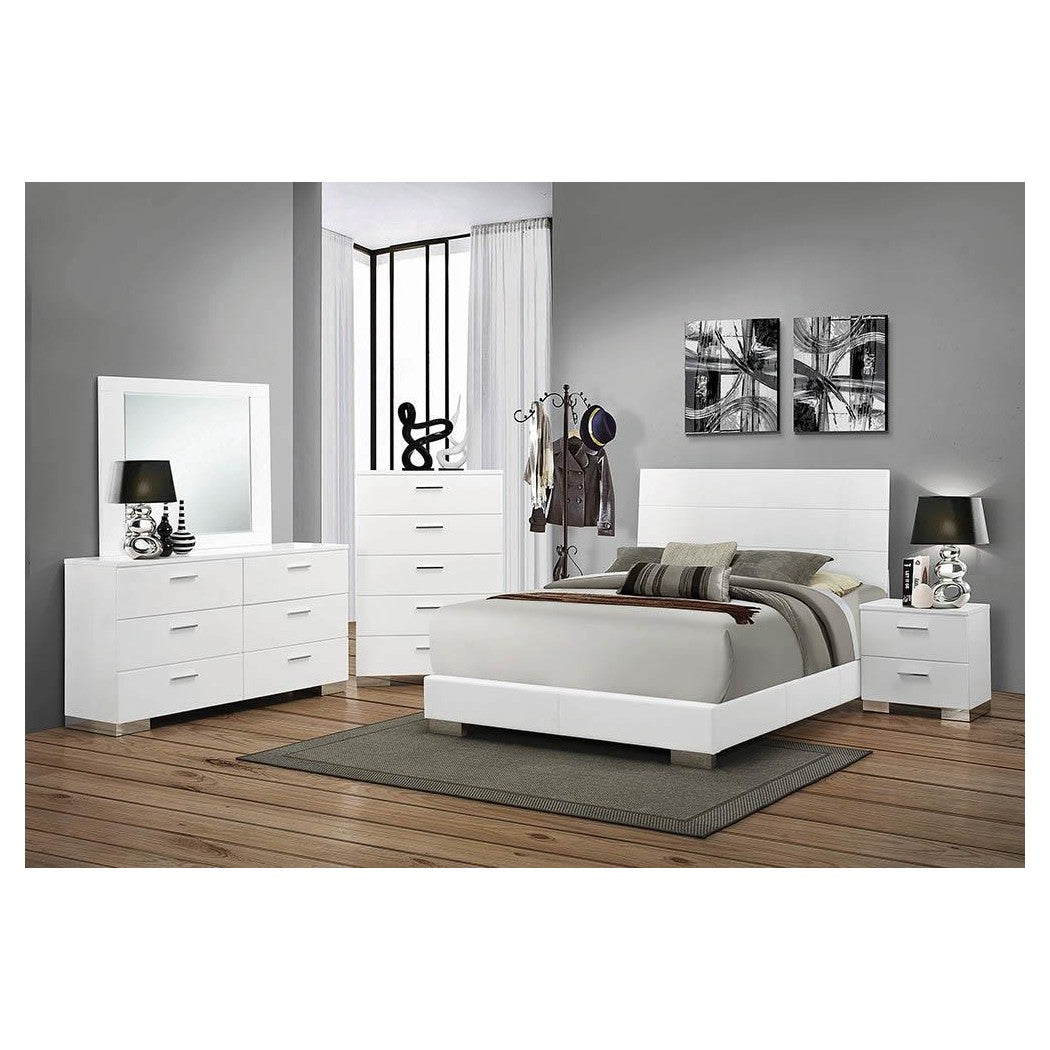 Felicity California King Panel Bed Glossy White 203501KW