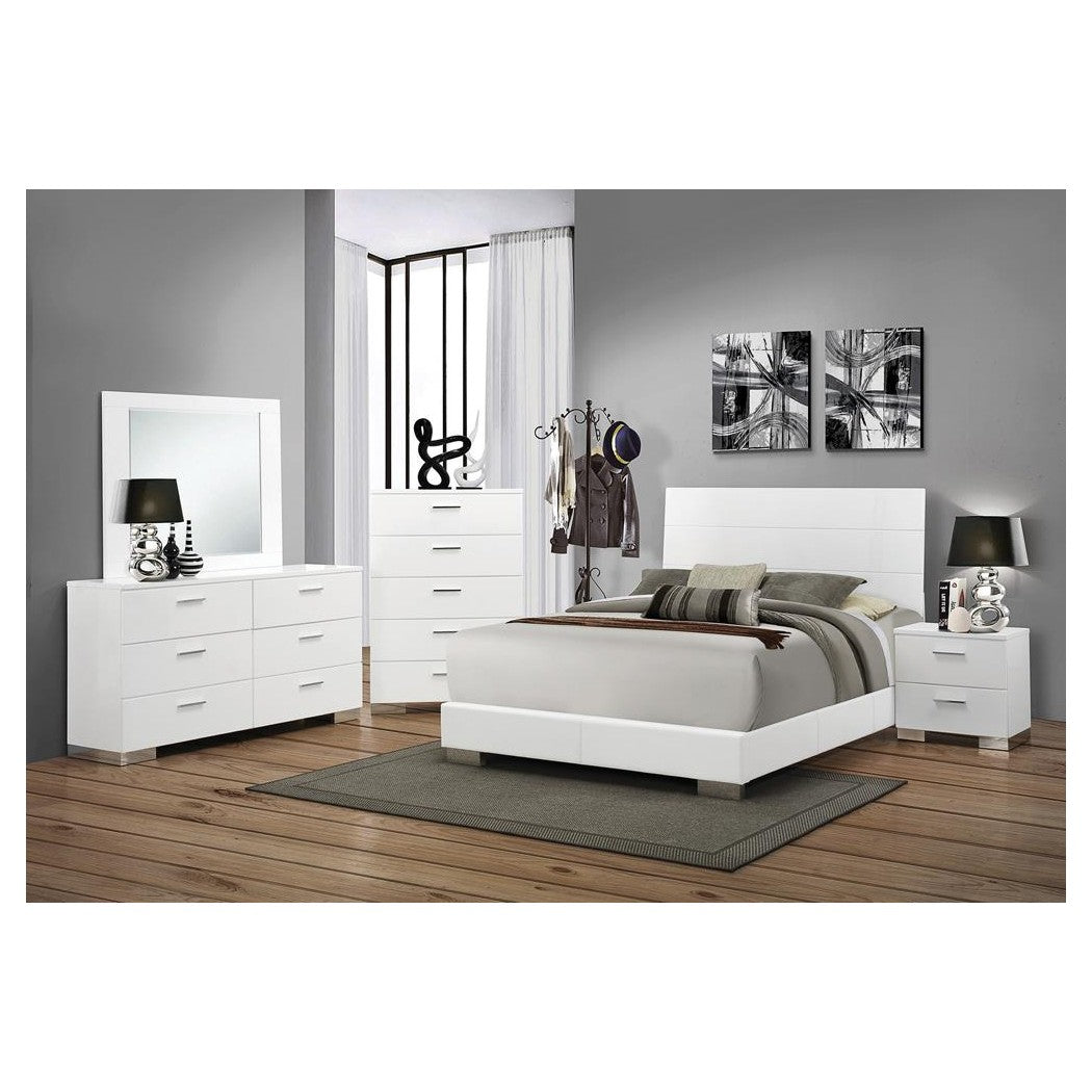 Felicity Queen Panel Bed Glossy White 203501Q