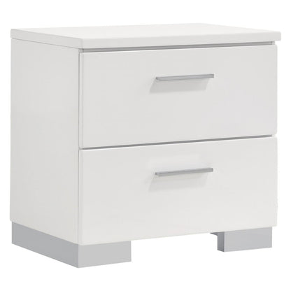 Felicity 2-drawer Nightstand Glossy White 203502