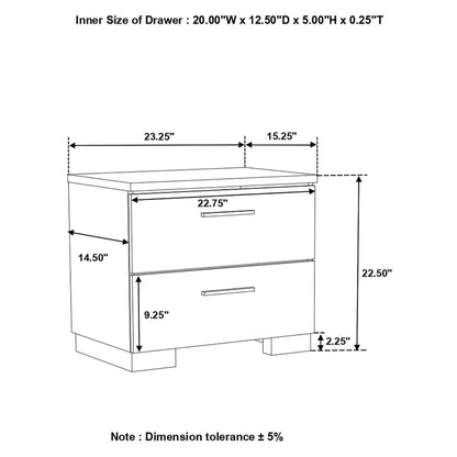 Felicity 2-drawer Nightstand Glossy White 203502