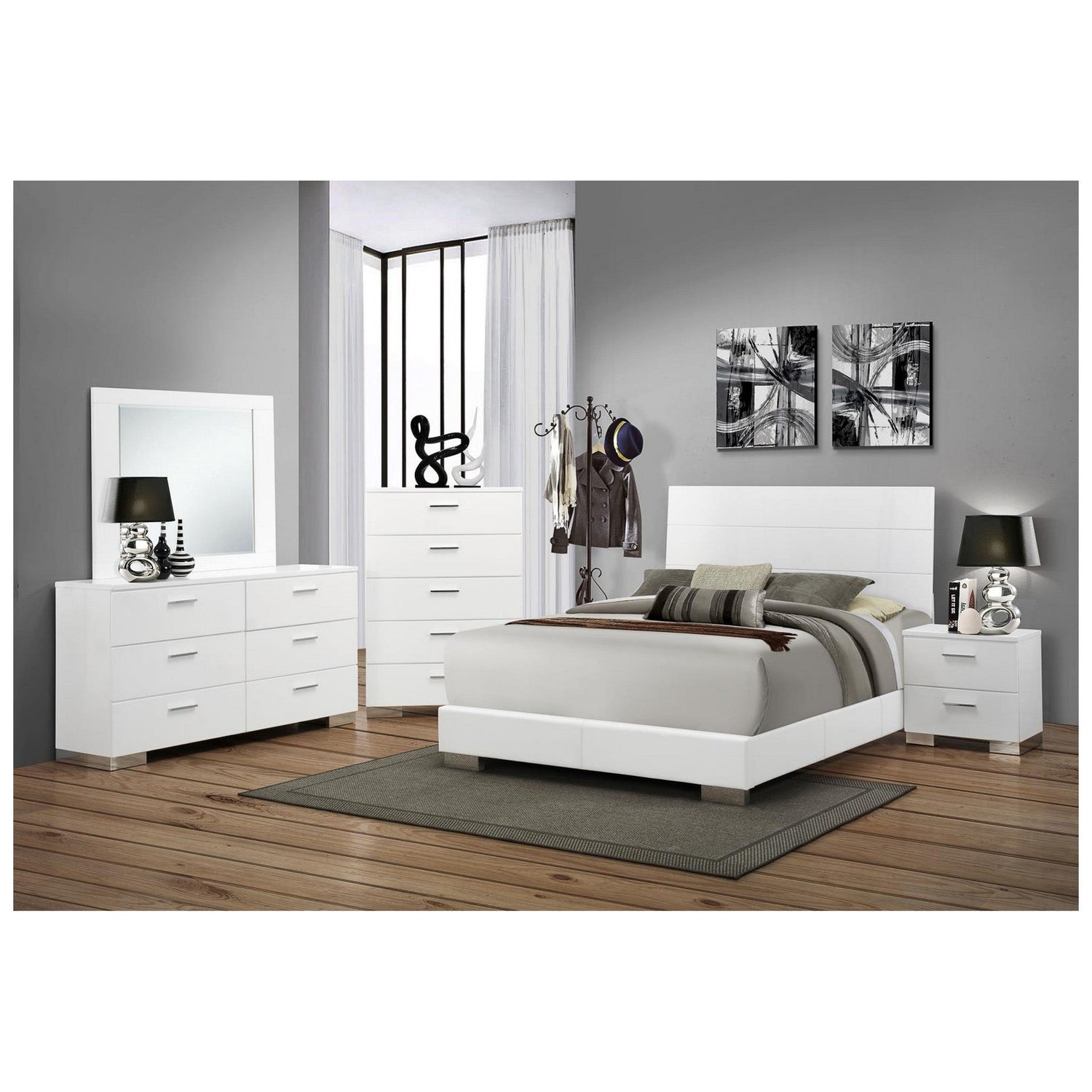 Felicity 2-drawer Nightstand Glossy White 203502