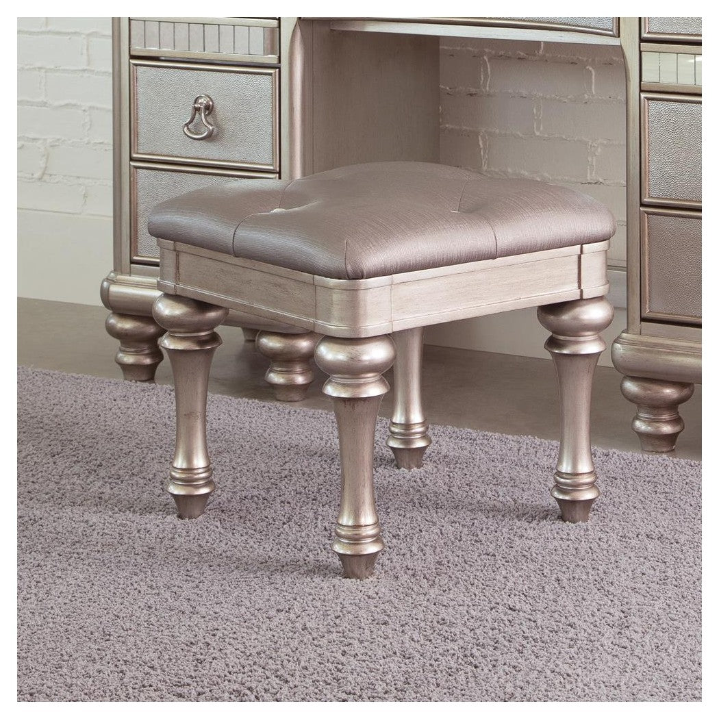 Bling Game Upholstered Vanity Stool Metallic Platinum 204189