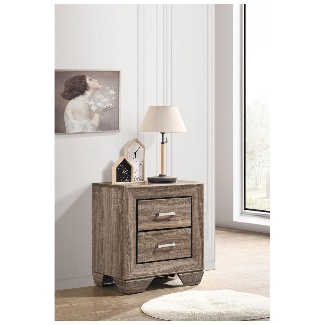 Kauffman 2-drawer Nightstand Washed Taupe 204192