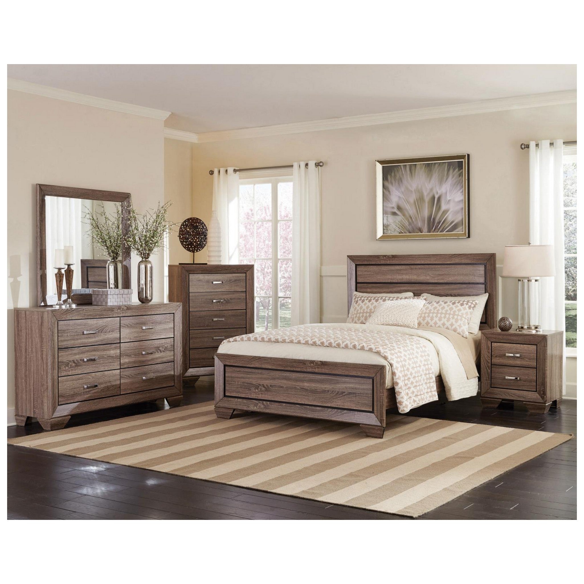 Kauffman 2-drawer Nightstand Washed Taupe 204192