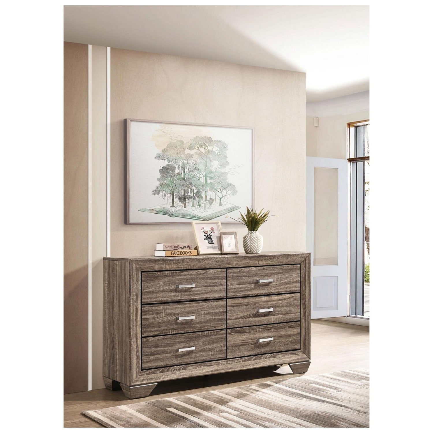 Kauffman 6-drawer Dresser Washed Taupe 204193