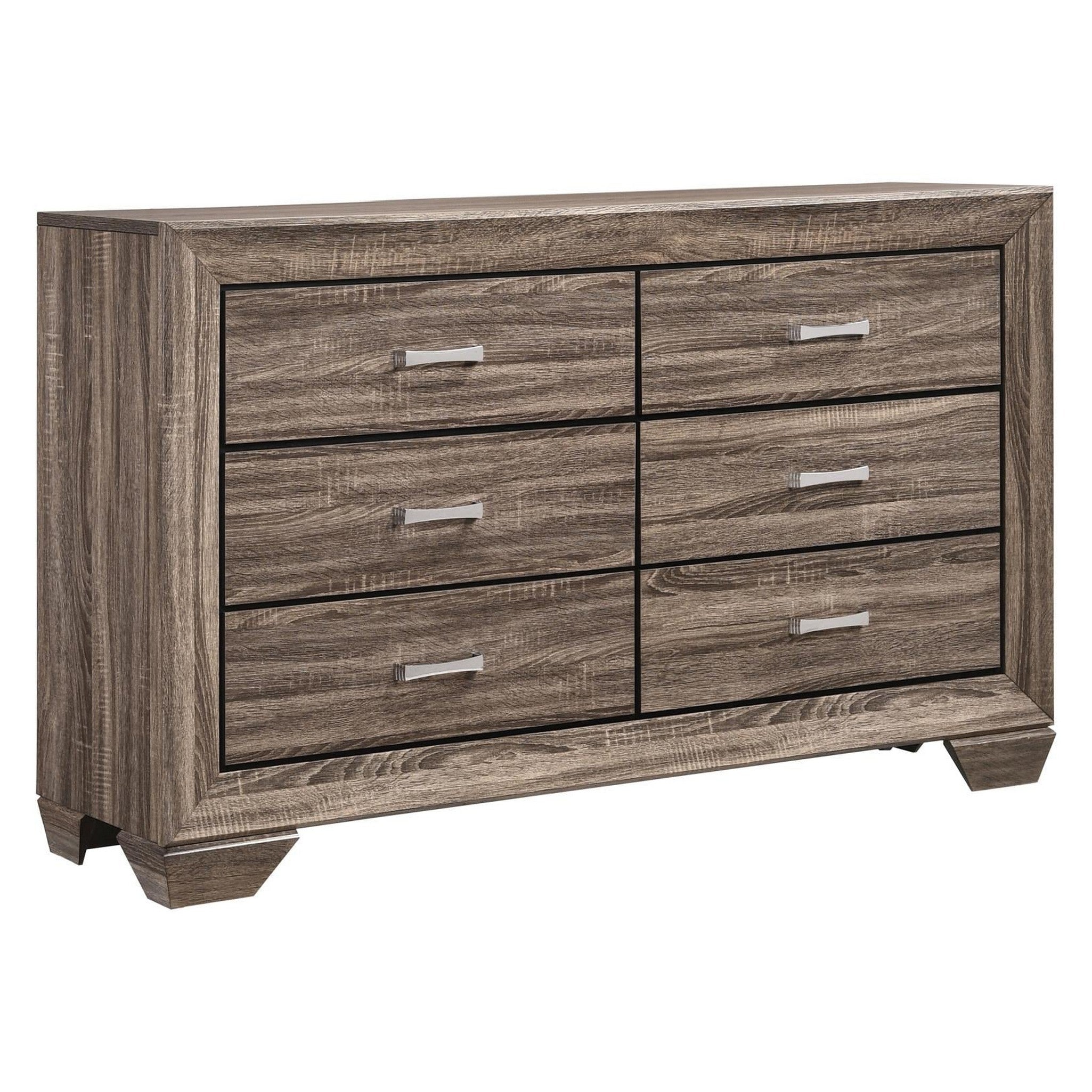 Kauffman 6-drawer Dresser Washed Taupe 204193