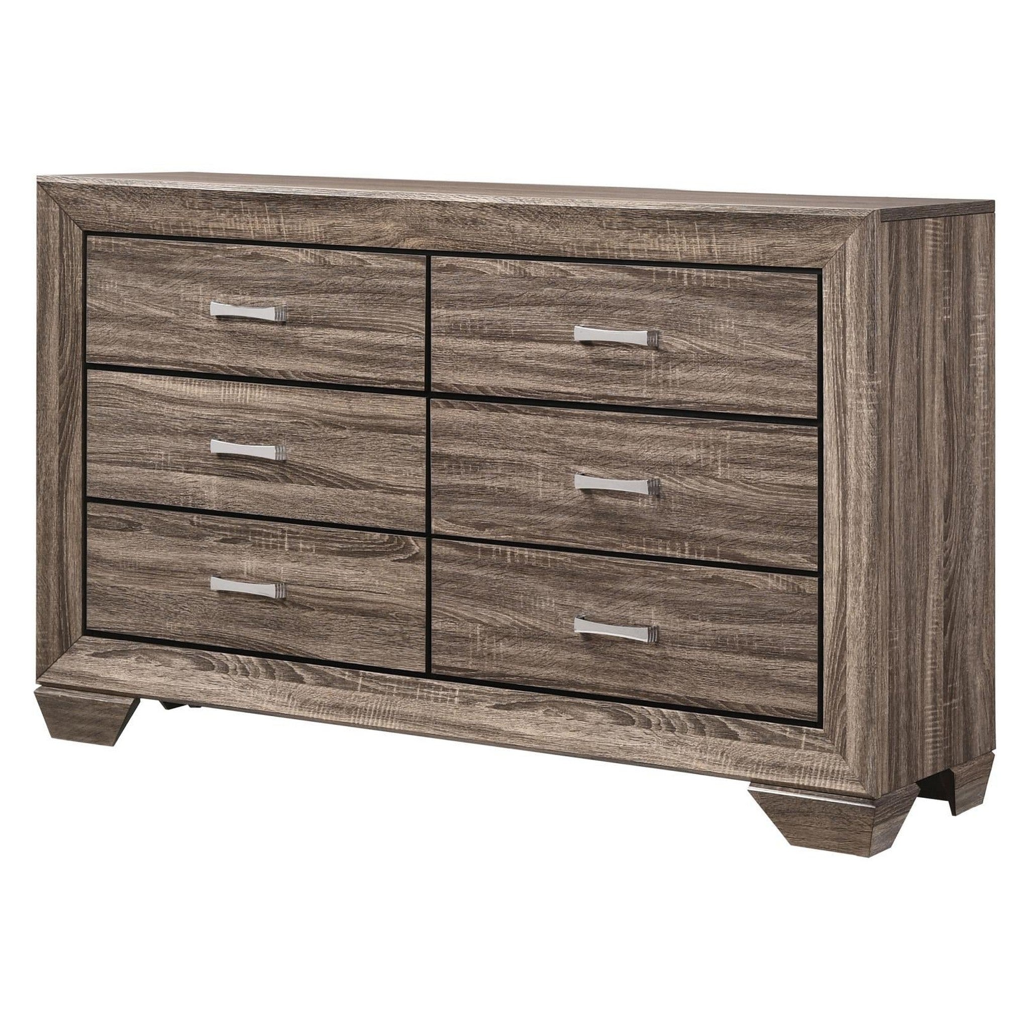 Kauffman 6-drawer Dresser Washed Taupe 204193