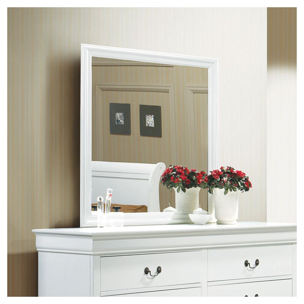 Louis Philippe Beveled Edge Square Mirror White 204694