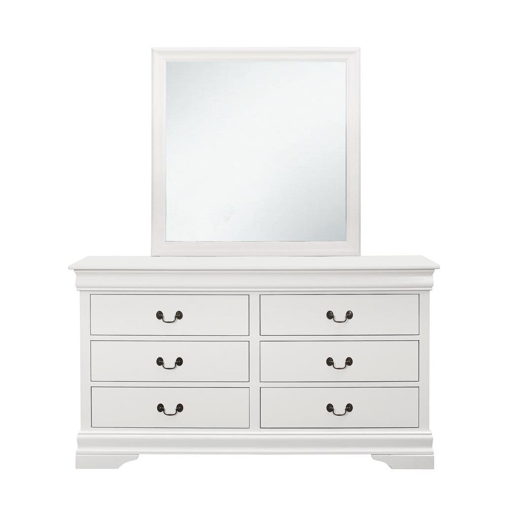 Louis Philippe Beveled Edge Square Mirror White 204694