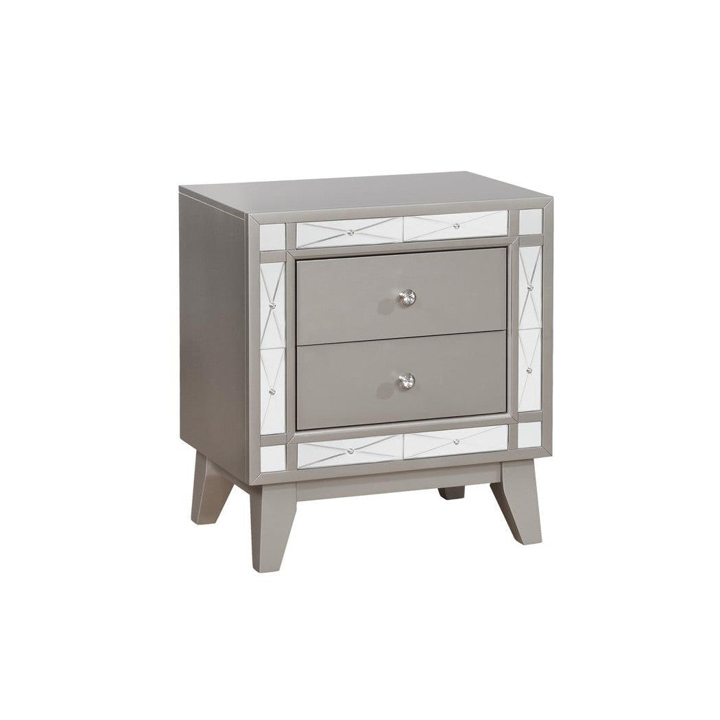 Leighton 2-drawer Nightstand Metallic Mercury 204922