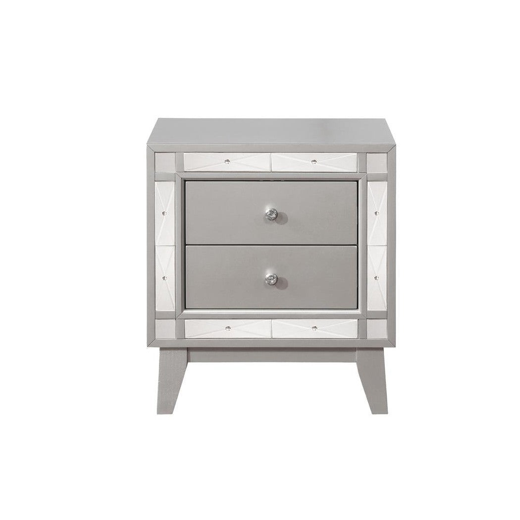 Leighton 2-drawer Nightstand Metallic Mercury 204922