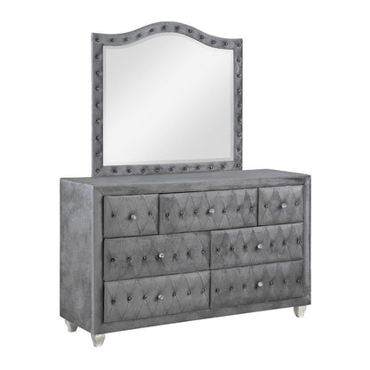 Deanna Upholstered Tufted Bedroom Set Grey 205101KE-S4