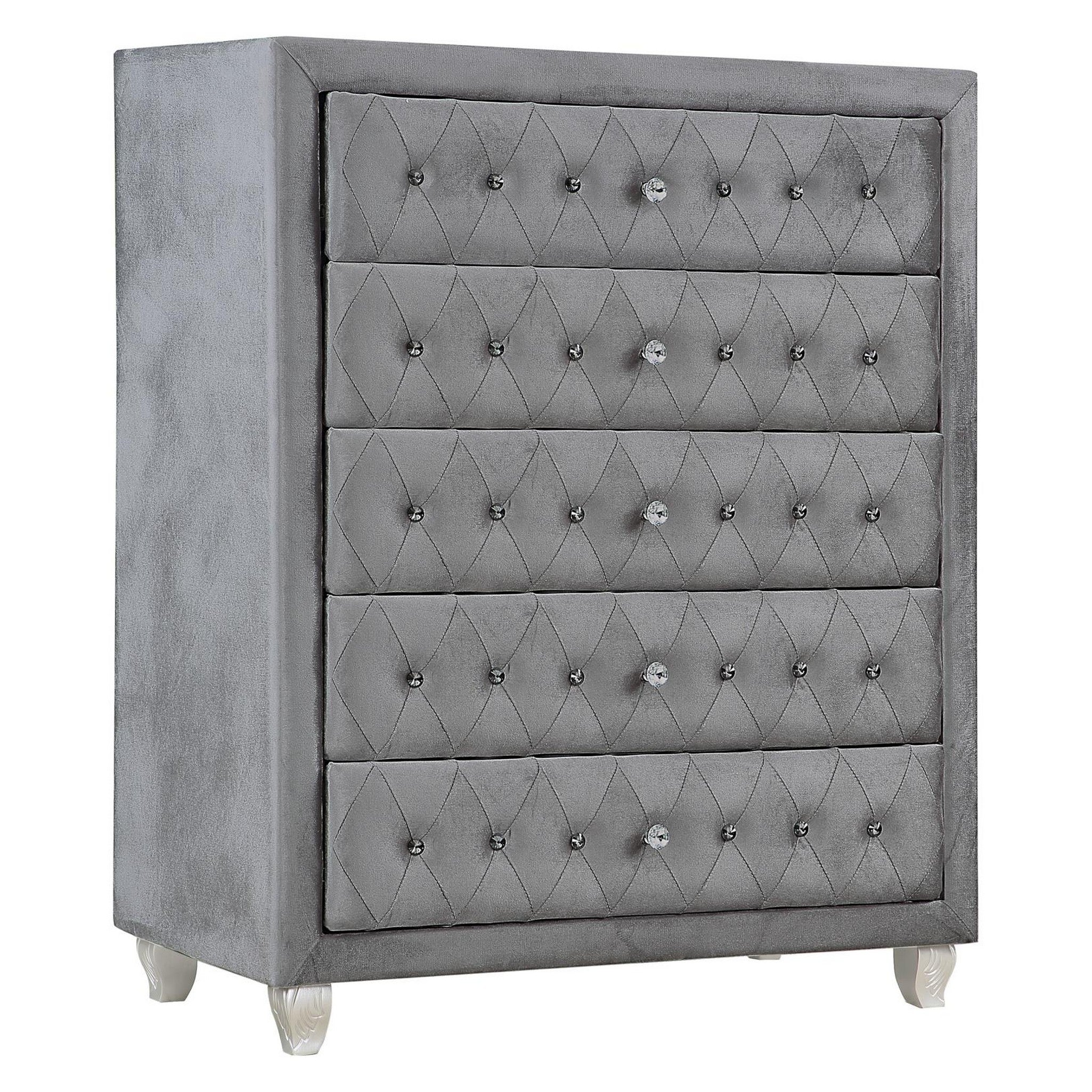 Deanna Upholstered Tufted Bedroom Set Grey 205101KE-S5