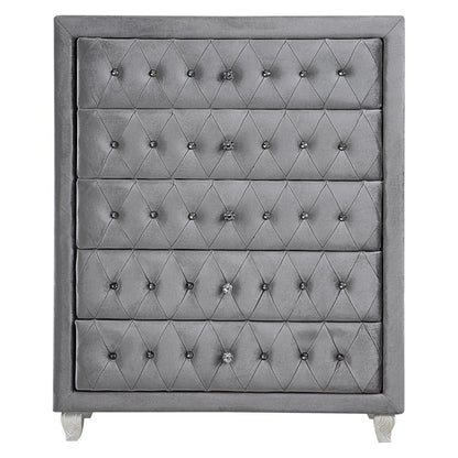 Deanna Upholstered Tufted Bedroom Set Grey 205101KE-S5