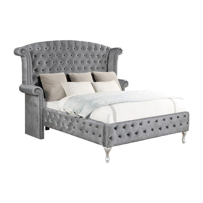 Deanna Eastern King Tufted Upholstered Bed Grey 205101KE