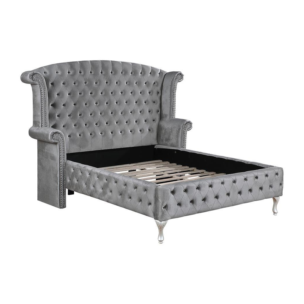 Deanna Eastern King Tufted Upholstered Bed Grey 205101KE