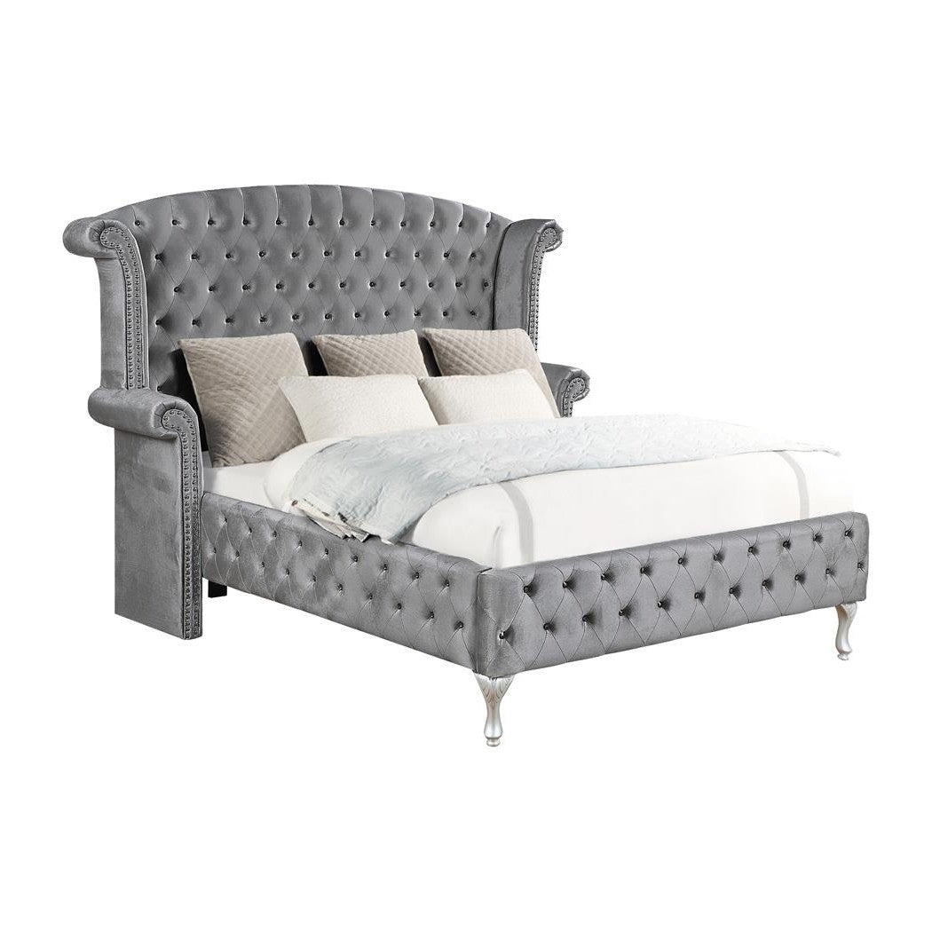 Deanna 4-piece Tufted California King Bedroom Set Grey 205101KW-S4