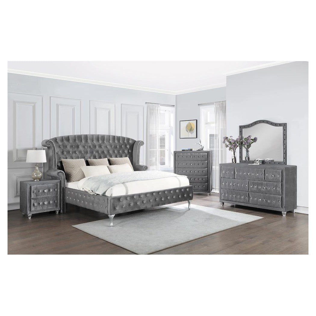 Deanna 4-piece Tufted California King Bedroom Set Grey 205101KW-S4