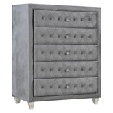 Deanna 5-piece Tufted California King Bedroom Set Grey 205101KW-S5