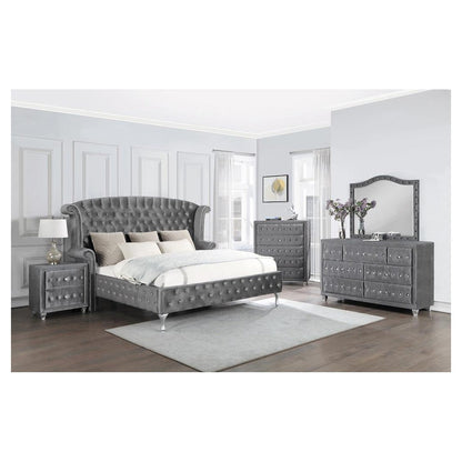 Deanna Upholstered Tufted Bedroom Set Grey 205101Q-S4