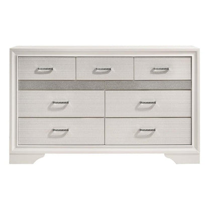 Miranda 7-drawer Dresser White and Rhinestone 205113