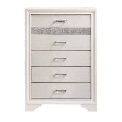 Miranda 5-drawer Chest White and Rhinestone 205115