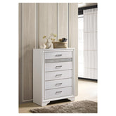 Miranda 5-drawer Chest White and Rhinestone 205115