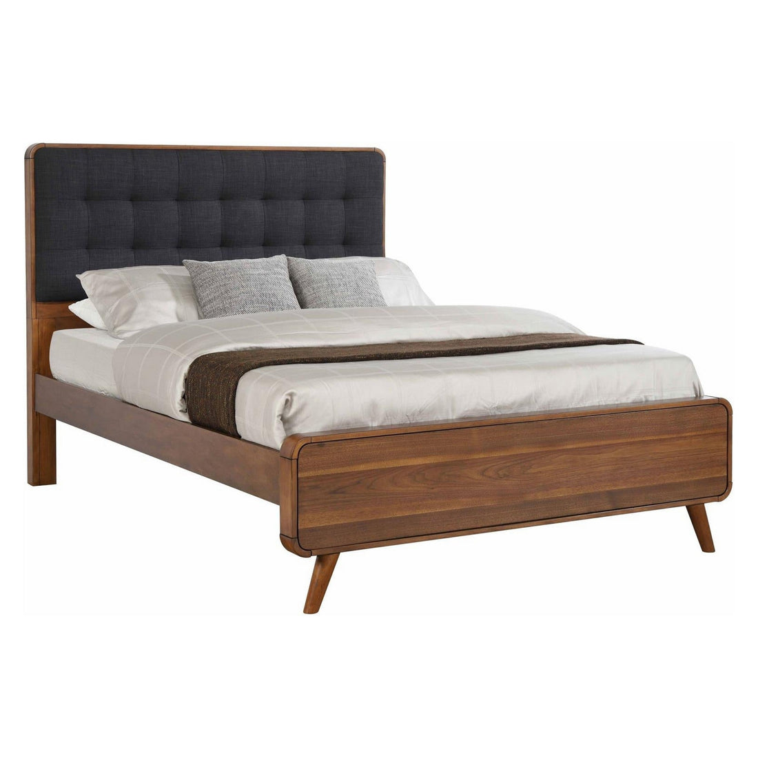 Robyn Queen Bed with Upholstered Headboard Dark Walnut 205131Q