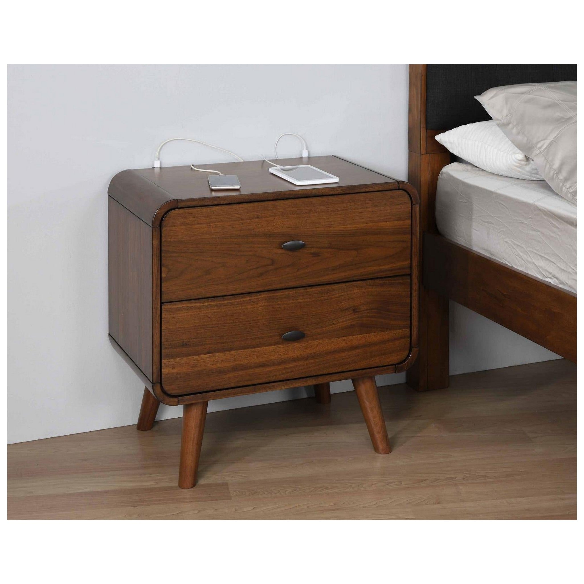 Robyn 2-drawer Nightstand Dark Walnut 205132