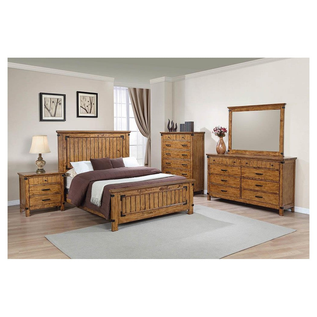 Brenner Eastern King Panel Bed Rustic Honey 205261KE