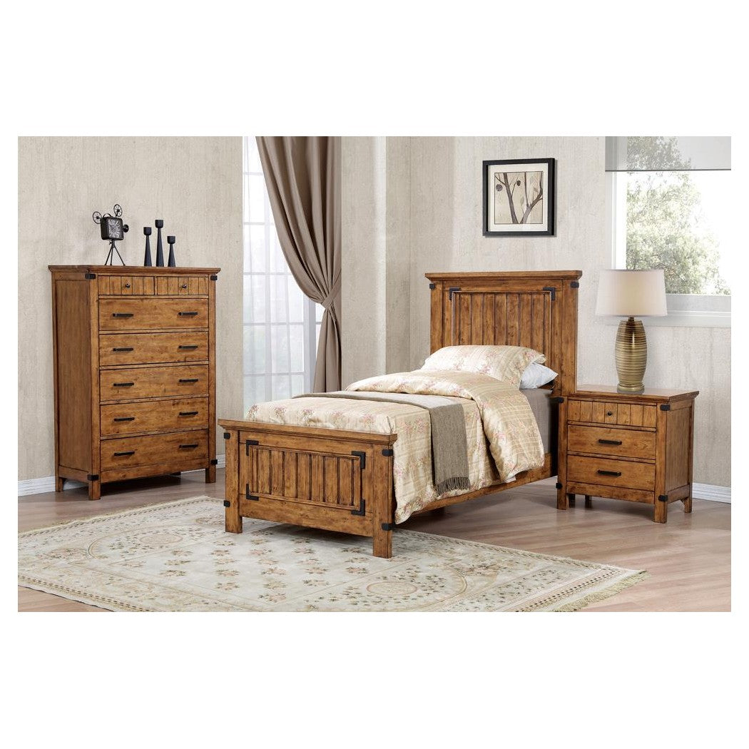 Brenner Twin Panel Bed Rustic Honey 205261T