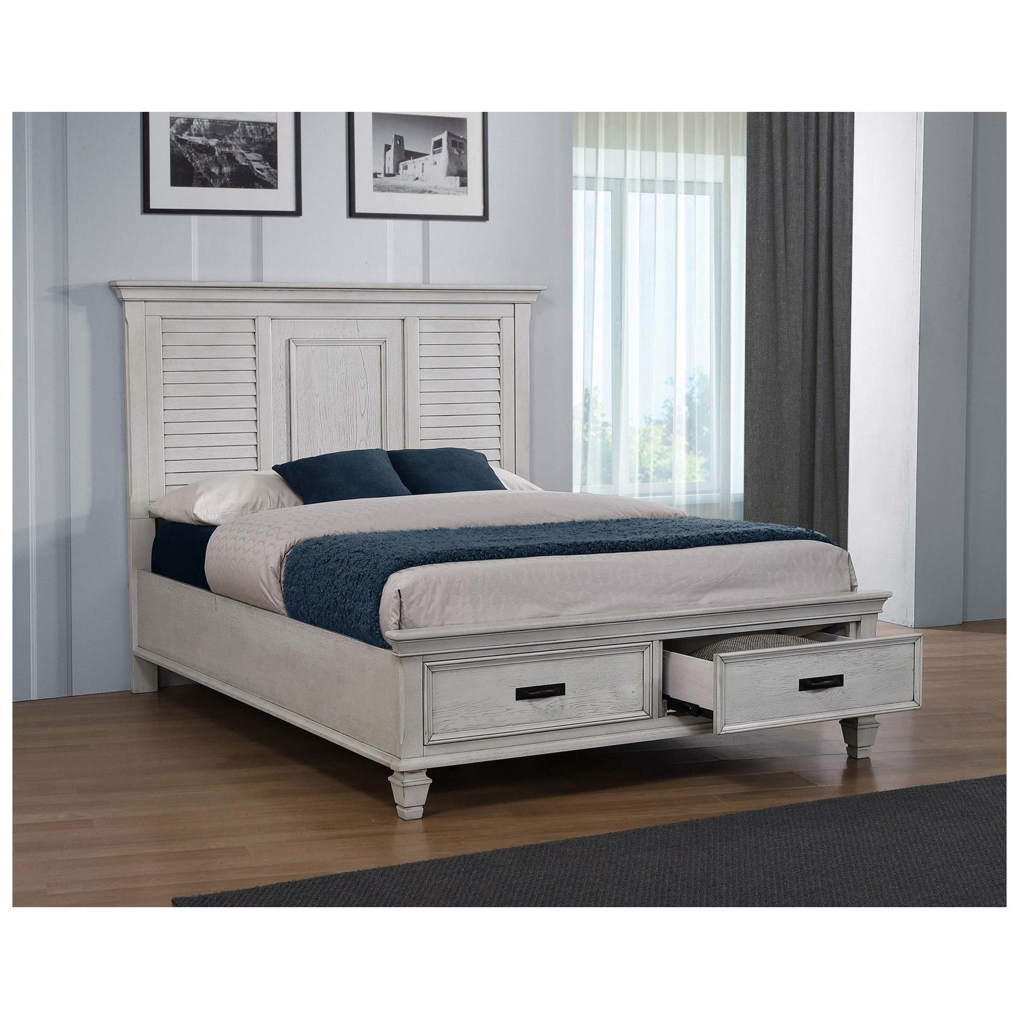 Franco Eastern King Storage Bed Antique White 205330KE