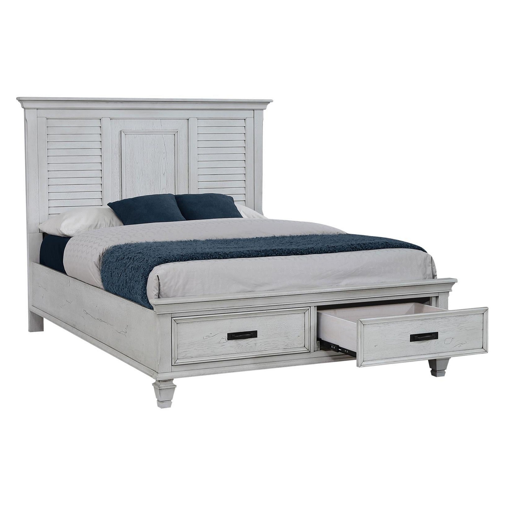 Franco Eastern King Storage Bed Antique White 205330KE